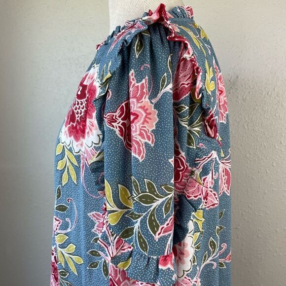 LOFT Floral Tunic Top Size Petite L EUC - Picture 4 of 7